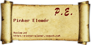 Pinker Elemér névjegykártya